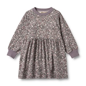 Wheat - Jersey Dress Dorthea LS, Purple Stone Flowers